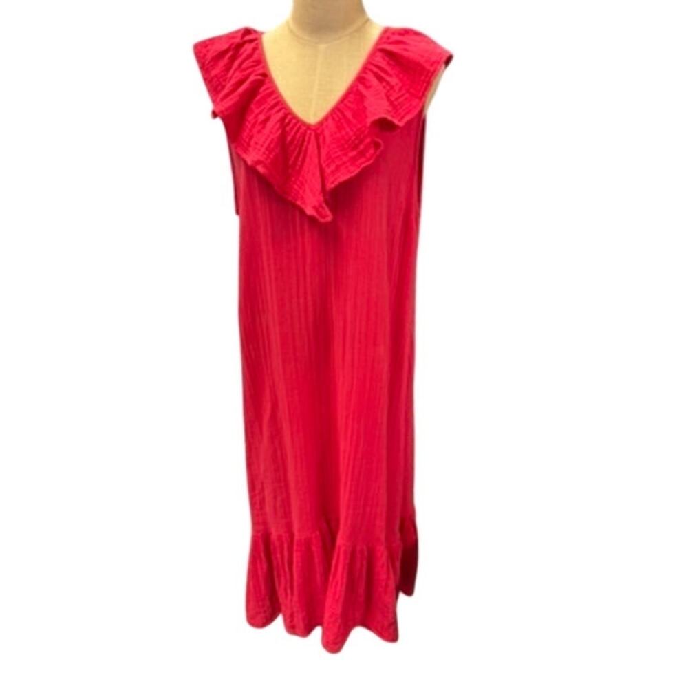 "VINEYARD VINES" 100% Cotton‎ Pink/Red Dress SZ XL Summer Beach Poolside Midi